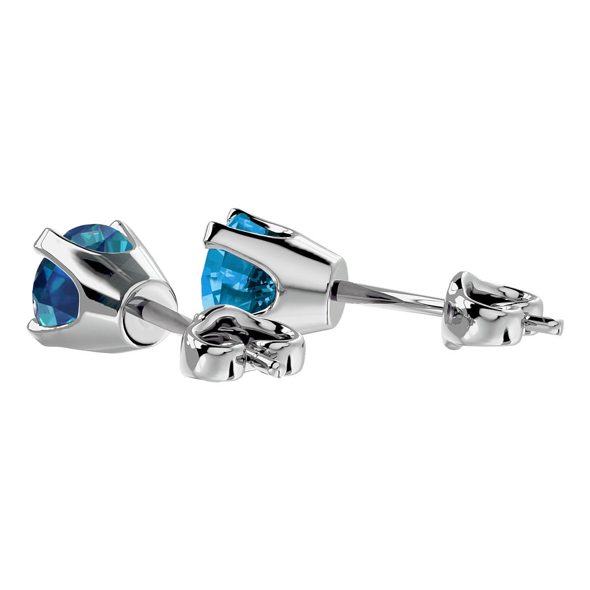 Blue Diamond Stud Earrings in 14 Karat White Gold E6193