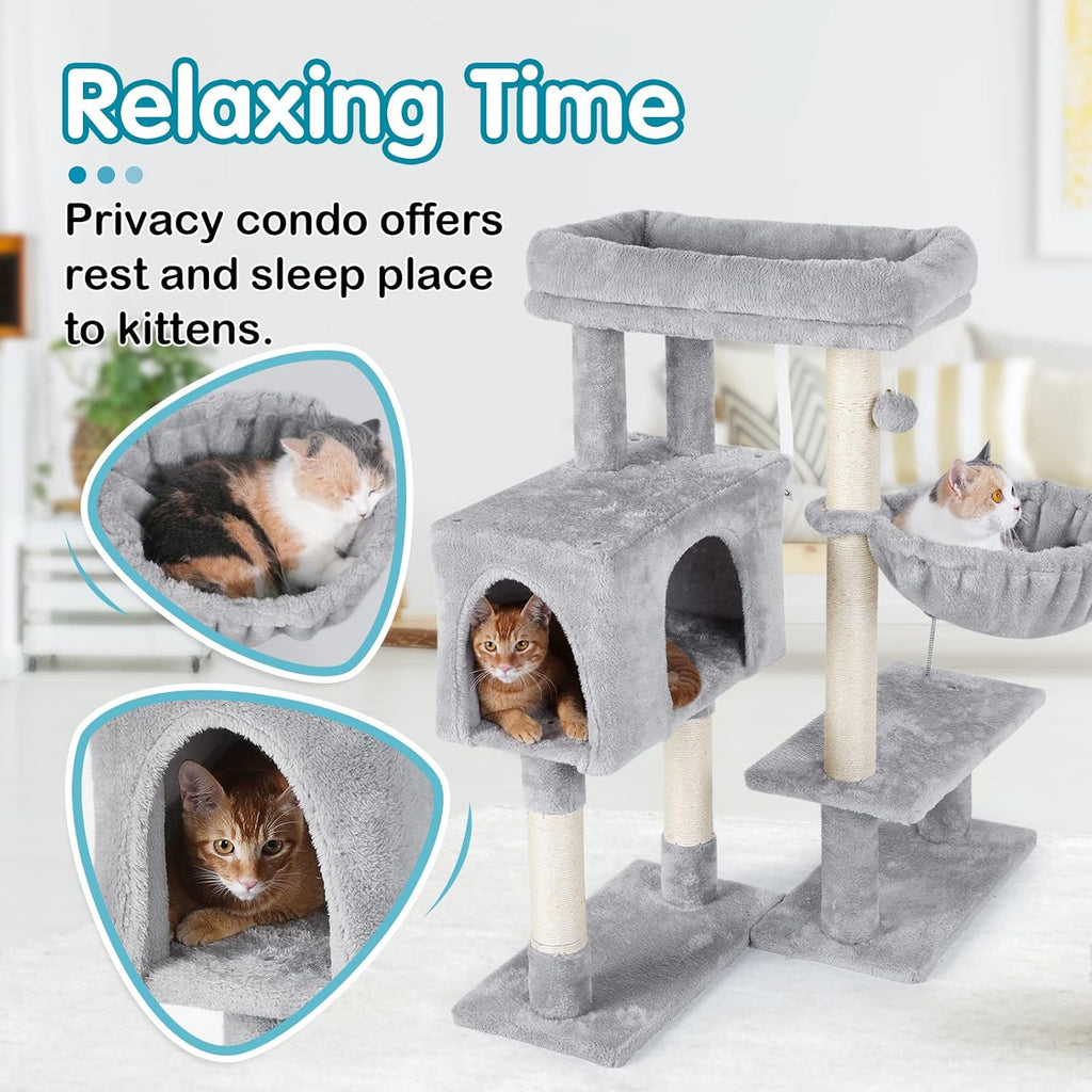 Cat Tree with Adjustable Base, Multi-Level Cat Furniture, Pack of 2 D852