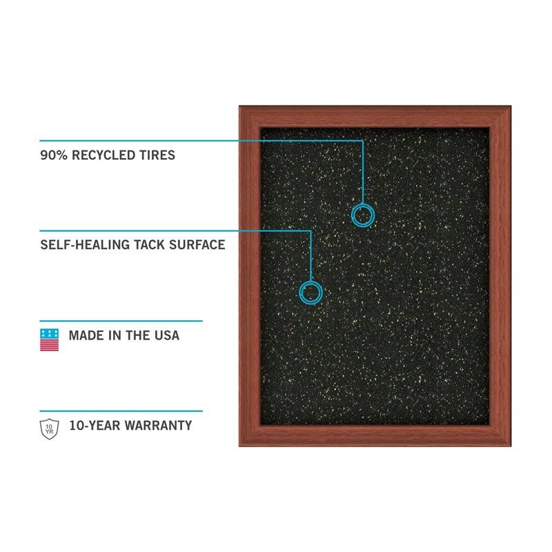 Black Aluminum Frame Recycled Rubber Bulletin Board K228