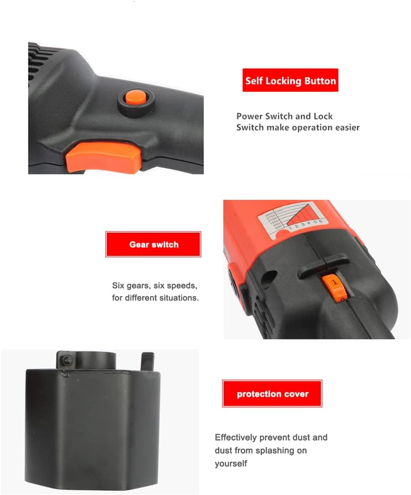 1400W 110V Electric Polisher 6 Speed Adjustable Handheld Sander with 2 Polishing Wheels N1726