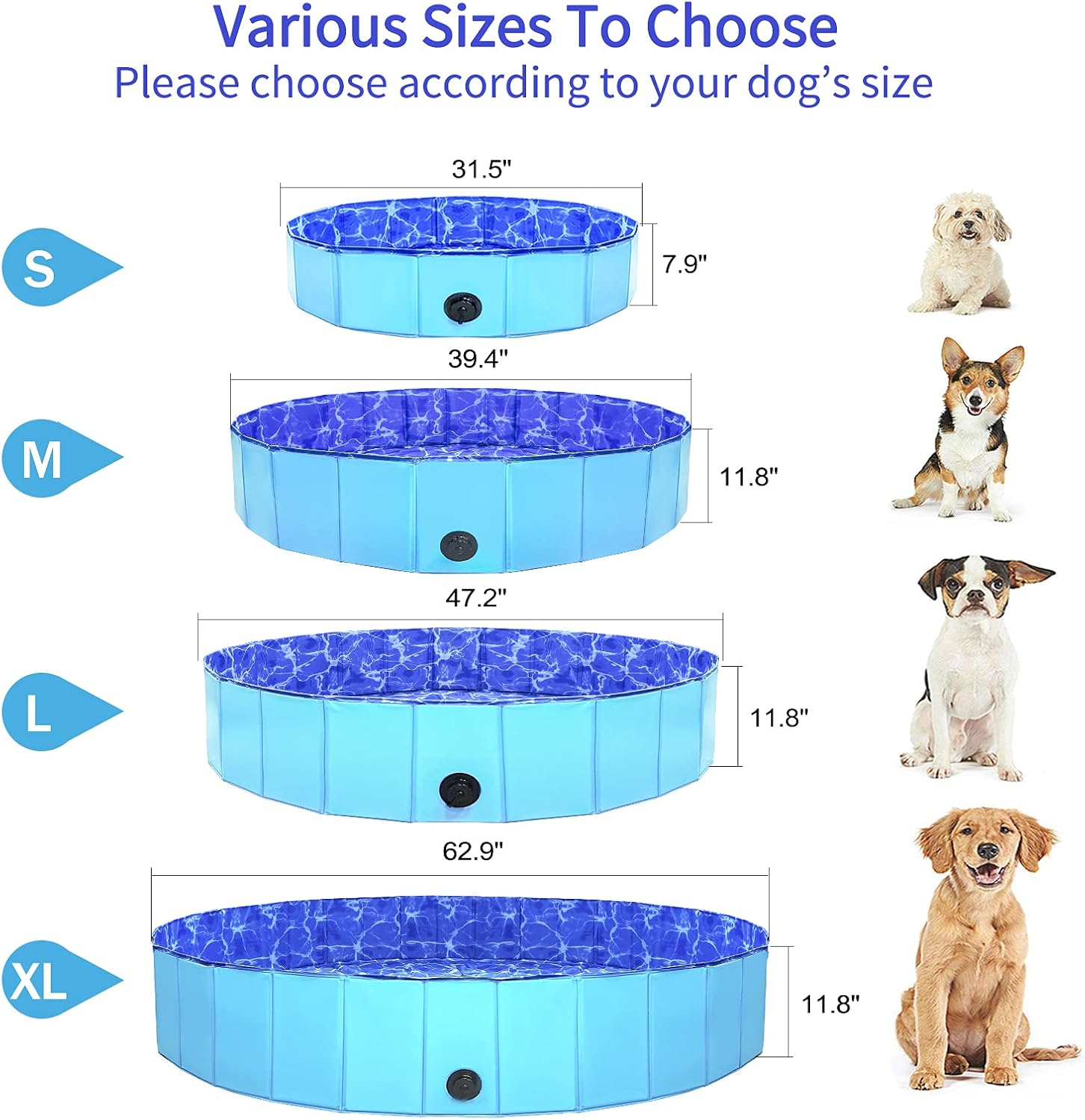 Collapsible Dog Pool with Non-Slip PVC Board L165856