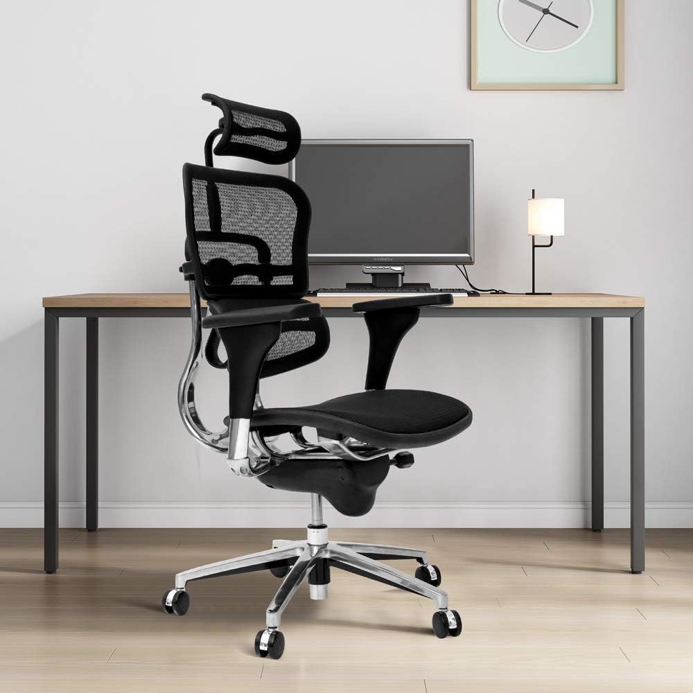 Black Mesh High Back Office Chair with Headrest and Lumbar Support S1147
