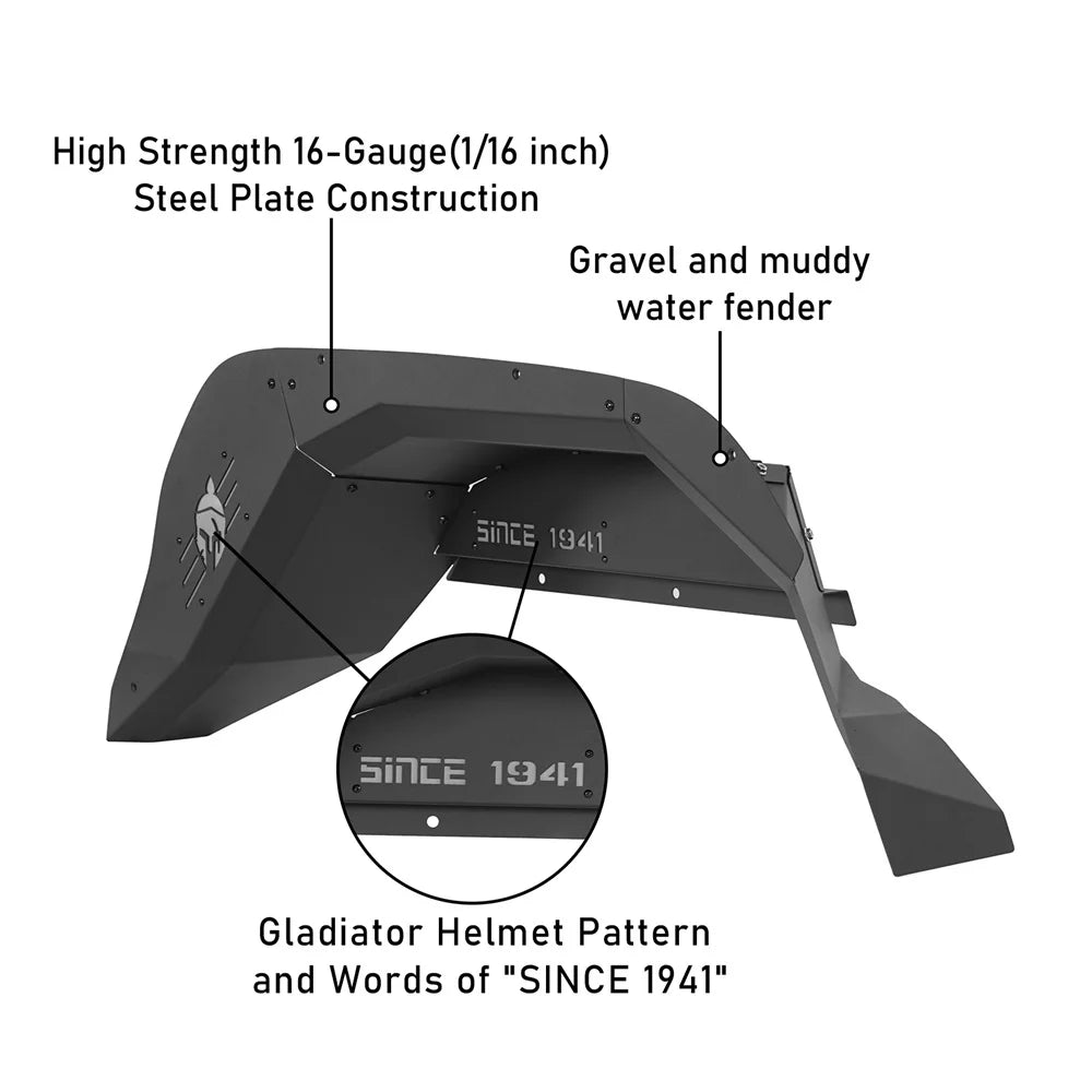2Pcs Black Steel Rear Inner Fender Liners N355