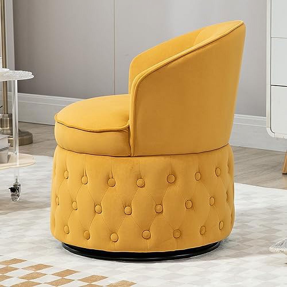 Fluffy Velvet Swivel Barrel Chair with Gold Base M910658