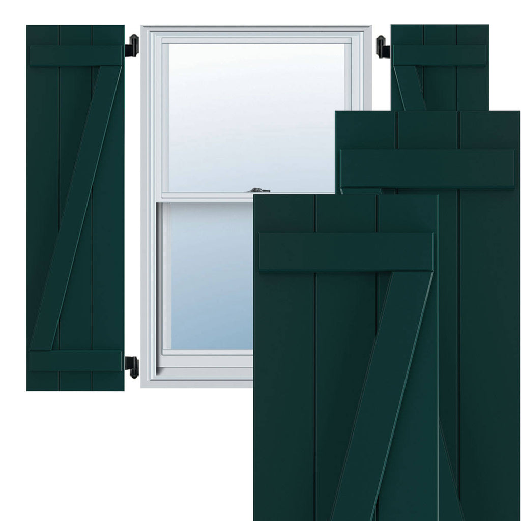 16-1/8x22 x 43x22 PVC Board and Batten Shutters, Thermal Green (Per Pair) A472