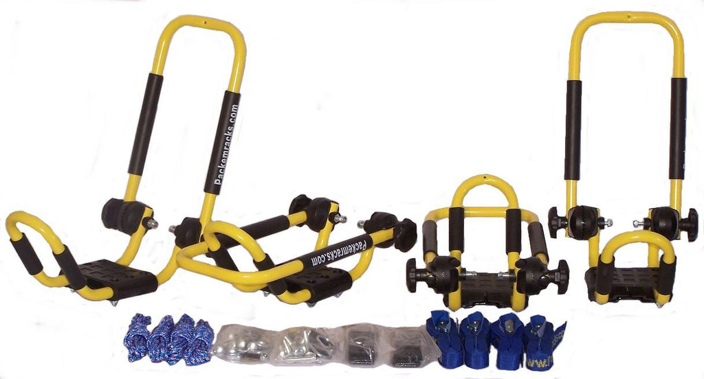 Yellow Folding Kayak Rack Roof Top and Wall Carrier Bundle O9127