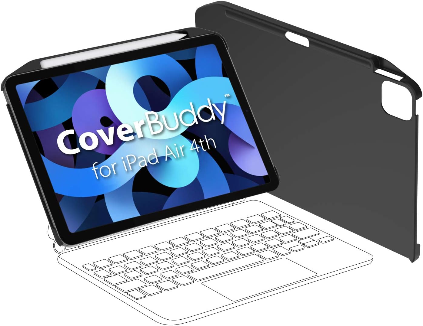 Black Case for iPad Air 4 10.9 inch with Pencil Holder Q385