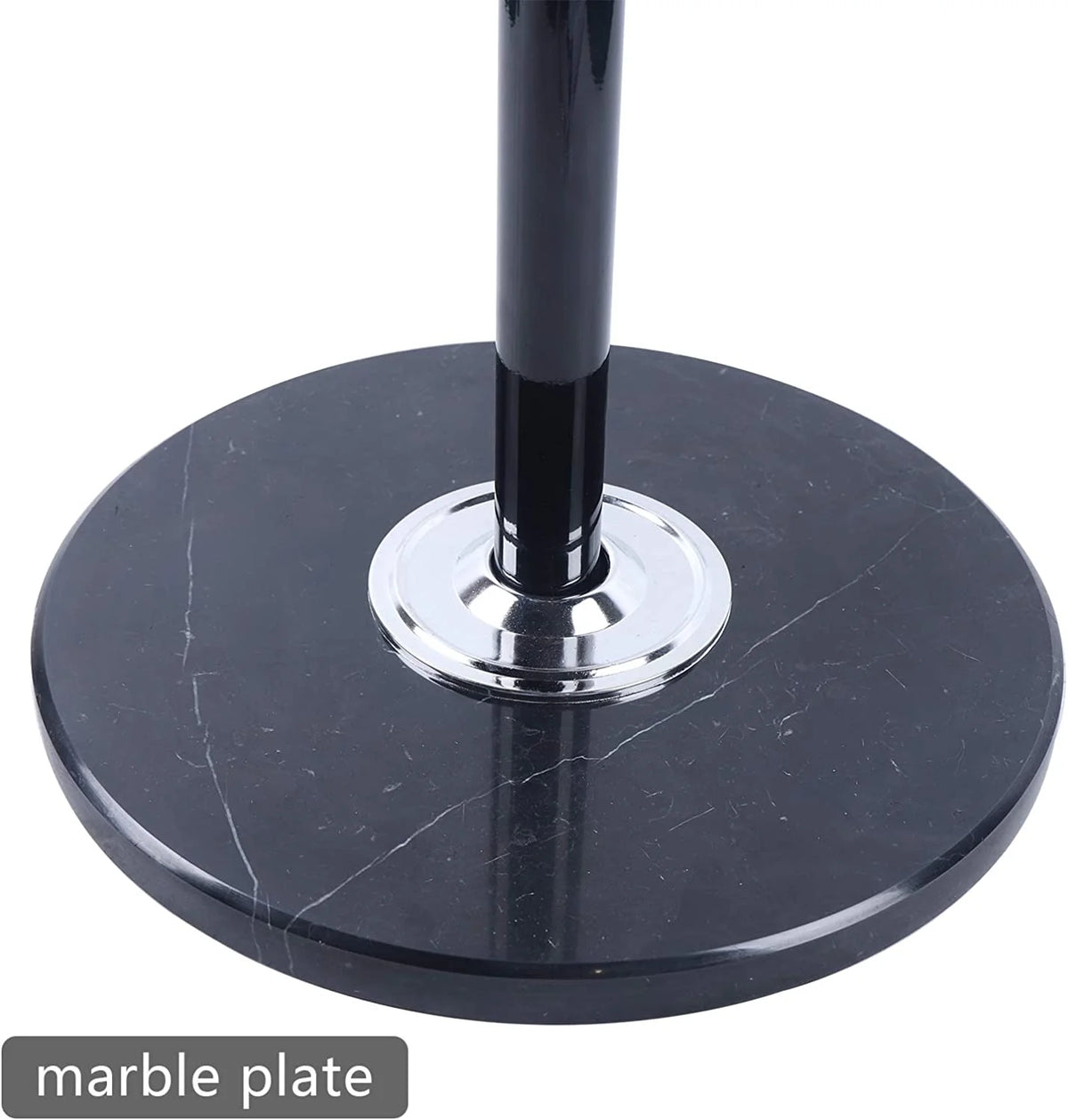 Black Metal Coat Tree with 16 Hooks and Marble Base O950071