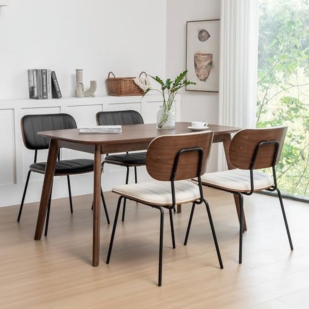 Faux Leather Walnut Dining Chairs with Ergonomic Backrest Upholstered Seat F9911