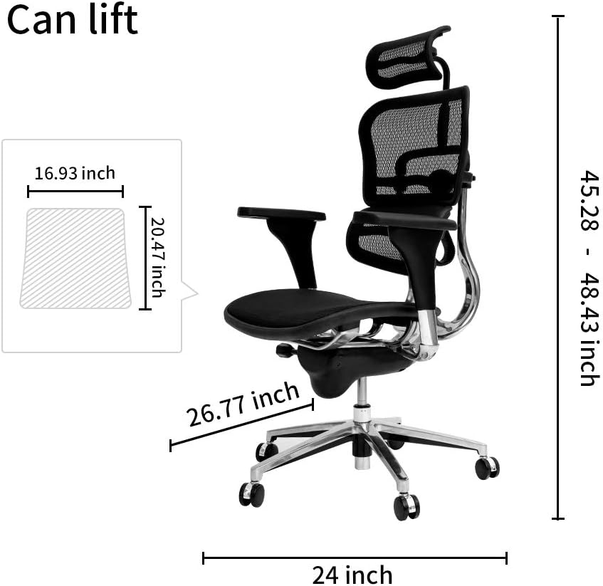 Black Mesh High Back Office Chair with Headrest and Lumbar Support S1147