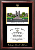 Gold Embossed Diploma Frame with Campus Images Lithograph D44572