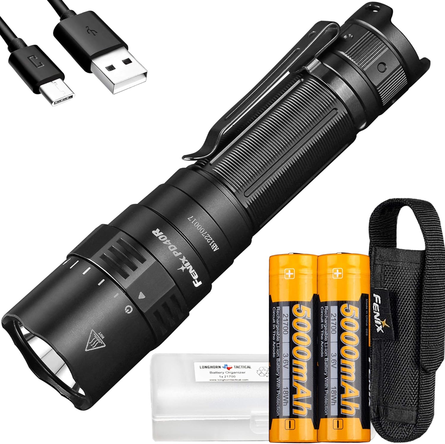 3000 Lumen USB-C Rechargeable Flashlight with 2X 5000mAh Batteries P324