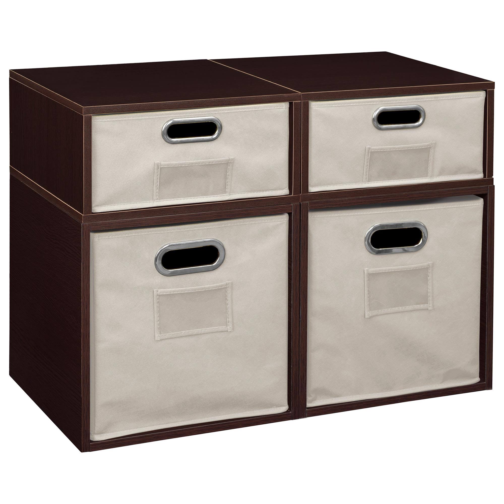 Truffle/Natural Storage Set with Foldable Storage Bins A54846