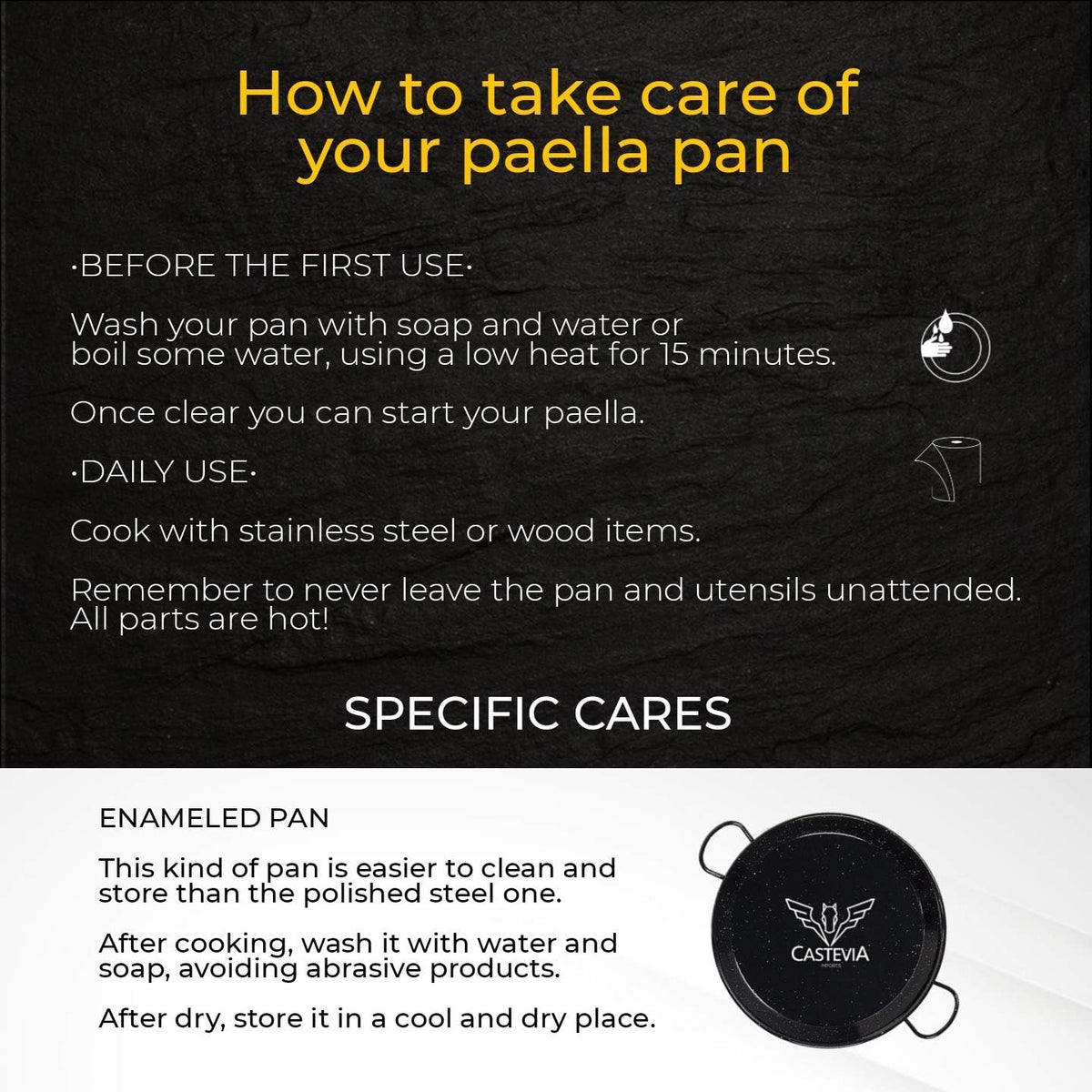 22 Inch Enamelled Carbon Steel Paella Pan G3322