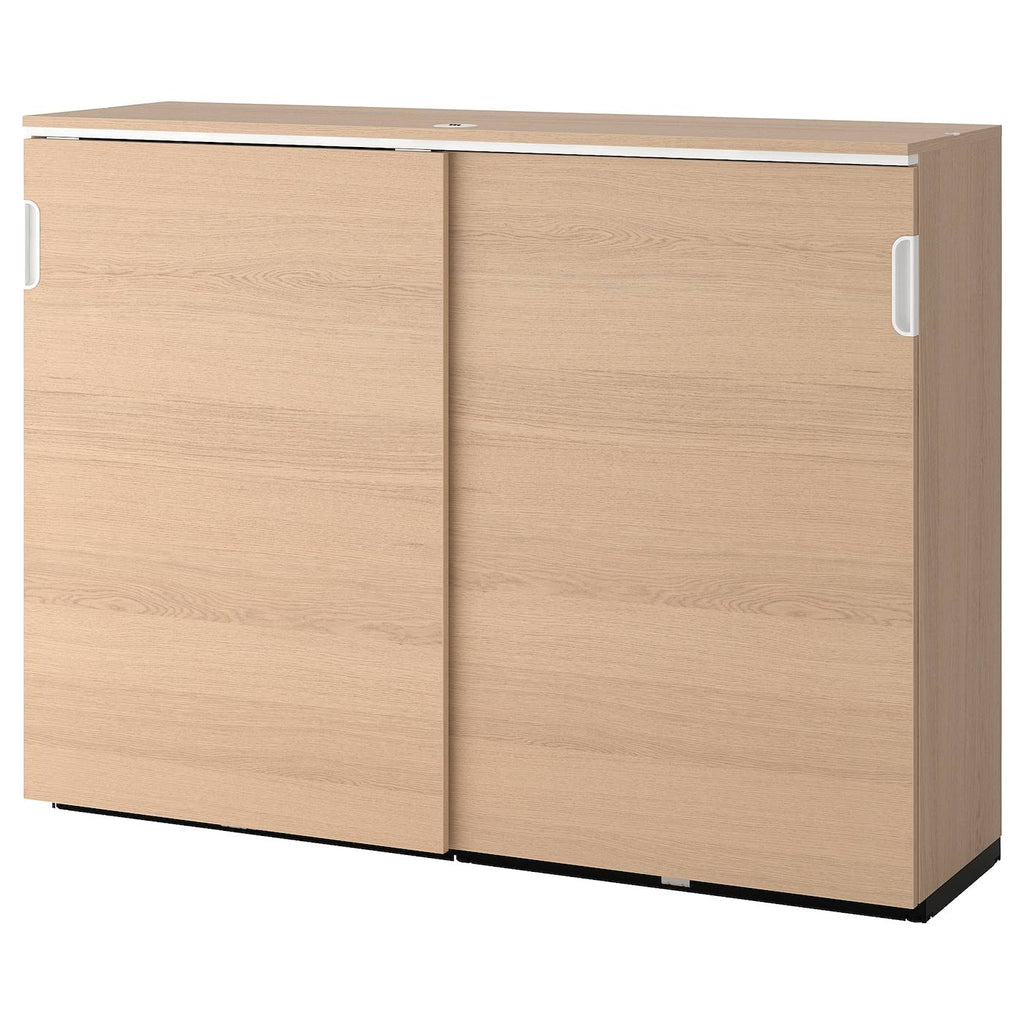 White Stained Oak Veneer Cabinet with Sliding Doors K4651