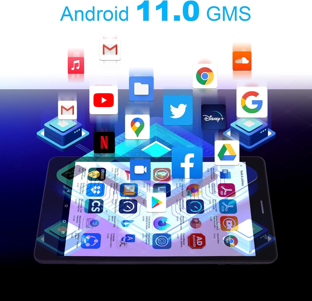 Android 11.0 16GB Storage 128GB TF Expansion 8 inch IPS HD Touchscreen Tablet, Pack of 2 D9559